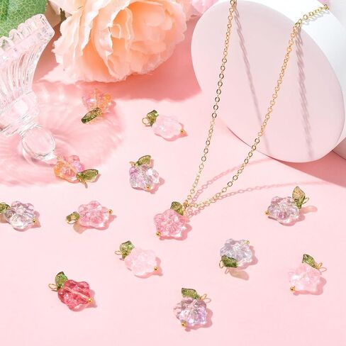 Airssory 80pcs/Box 4 Colors Handmade Czech Lampwork Glass Crystal Green Leaf Charms Pendants Leaf for Bracelet Mother's Day Jewelry Making - 18x11mm in Kuwait