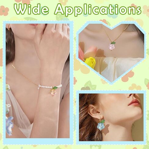 Airssory 80pcs/Box 4 Colors Handmade Czech Lampwork Glass Crystal Green Leaf Charms Pendants Leaf for Bracelet Mother's Day Jewelry Making - 18x11mm in Kuwait