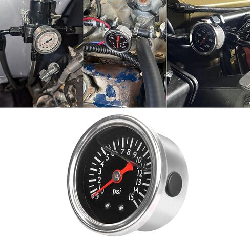 0-15 PSI مقياس ضغط الوقود ، 1.5 "Dial أسود ، 1/8" مركز الظهر NPT ، مملوءة السائل الجليسرين ، 304 حالة من الفولاذ المقاوم للصدأ ، مقياس الضغط المنخفض المضمسي ، لاختبار ضغط هواء الماء الزيت in Kuwait