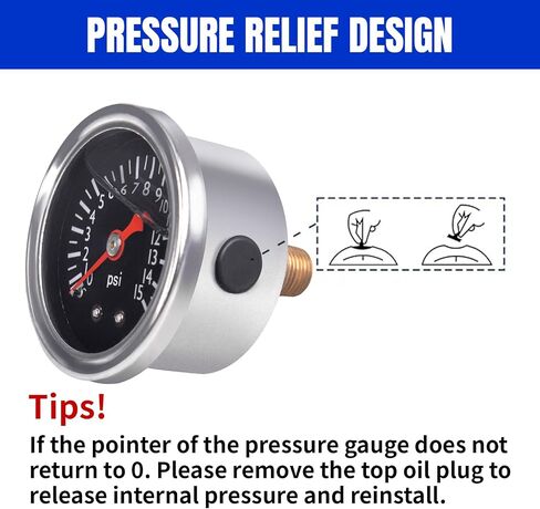 0-15 PSI مقياس ضغط الوقود ، 1.5 "Dial أسود ، 1/8" مركز الظهر NPT ، مملوءة السائل الجليسرين ، 304 حالة من الفولاذ المقاوم للصدأ ، مقياس الضغط المنخفض المضمسي ، لاختبار ضغط هواء الماء الزيت in Kuwait