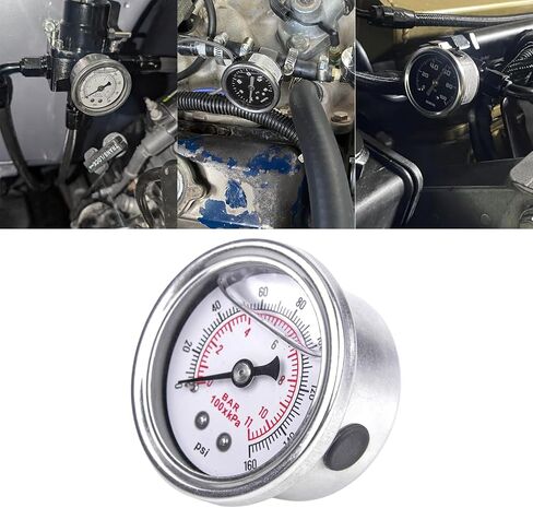 0-15 PSI مقياس ضغط الوقود ، 1.5 "Dial أسود ، 1/8" مركز الظهر NPT ، مملوءة السائل الجليسرين ، 304 حالة من الفولاذ المقاوم للصدأ ، مقياس الضغط المنخفض المضمسي ، لاختبار ضغط هواء الماء الزيت in Kuwait