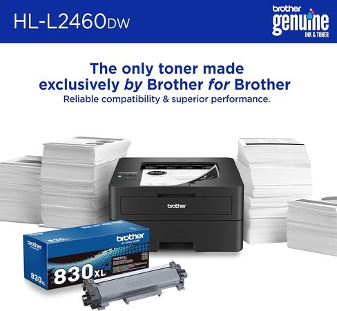 Brother HL-L2460DW Wireless Compact Monochrome Laser Printer with Duplex, Mobile Printing, Black & White Output | Includes Refresh Subscription Trial(1), (Renewed Premium) in Kuwait