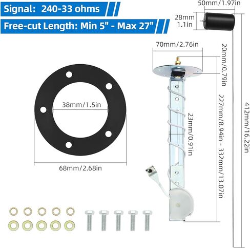 0-90 ohm Fuel Sending Unit 5"-27"(125mm-680mm) Boat Fuel Tank Level Sender Water Gauge for Marine AUTO Car Truck in Kuwait