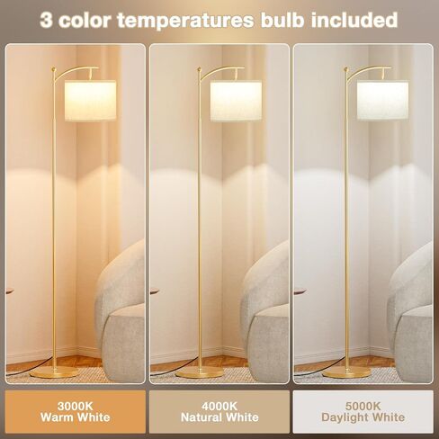Ambimall 60 "مصابيح أرضية لغرفة المعيشة مع 3 درجات حرارة اللون لمبة وظل قابلة للضبط ، مصباح طويل القامة لغرفة غرفة المعيش in Kuwait