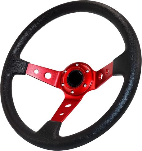Deep Dish Racing Wheel - Aluminum & Leather Gaming Wheel with Horn Button, JDM Fit for Car Sim Racing, Black in Saudi Arabia