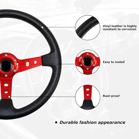 Deep Dish Racing Wheel - Aluminum & Leather Gaming Wheel with Horn Button, JDM Fit for Car Sim Racing, Black in Saudi Arabia