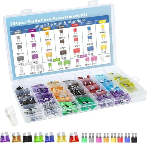 100PCS Micro Fuse Kit -Micro2 Automotive Fuse Kit ، Micro 2 ATR/APT Car Vuses مجموعة مجموعة متنوعة للسيارة RV Truck Motorcycle (2A 3A 5A 7.5A 10A 15A 20A 25A 30A 35A) in Kuwait
