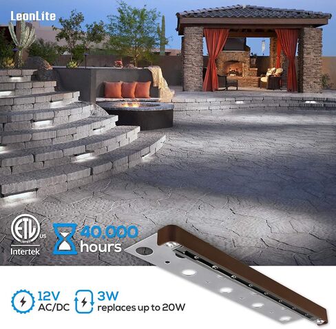 LEONLITE 8-Pack Classic Series 7 Inch LED Hardscape Lighting, Retaining Wall Lights, LED Landscape Lighting, 12V Paver Light Low Voltage, 1.5W Outdoor Step Lights, 2700K Soft White, ETL in Kuwait