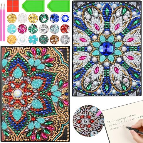Auauy 2 Diamond Art Notebook ، A5 Animal Blank Notebook Craft Kits للأطفال الذين تتراوح أعمارهم بين 6-8-9-10 ، هدايا أعياد الميلاد لـ 5 7 11 12 سنة ، فتيات ، فني الدائرات الفنية مجموعة الفنون ومجموعات الحرف اليدوية للأطفال in Saudi Arabia