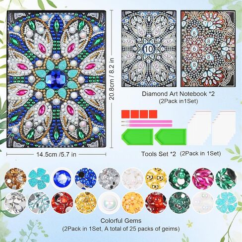 Auauy 2 Diamond Art Notebook ، A5 Animal Blank Notebook Craft Kits للأطفال الذين تتراوح أعمارهم بين 6-8-9-10 ، هدايا أعياد الميلاد لـ 5 7 11 12 سنة ، فتيات ، فني الدائرات الفنية مجموعة الفنون ومجموعات الحرف اليدوية للأطفال in Saudi Arabia