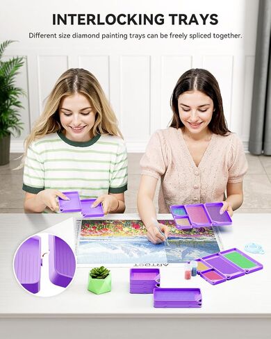 ARTDOT 10-Piece Interlocking Diamond Art Trays Kits for Adults, Stackable Diamond Painting Accessories and Tools in Kuwait