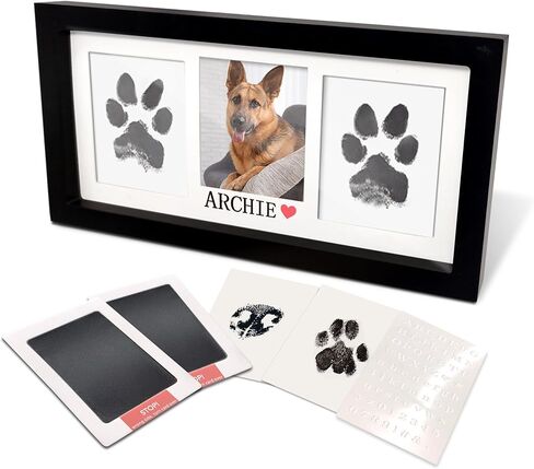 MyPawlets Paw Print Frame & Ink Pads Kit ، Kit Dog أو Cat Paw Print ، 2 لا فوضى منصات حبر للحيوانات الأليفة ، وسادة طوابع طباعة PAW للكلاب ، إطار حديدي خشبي ، إطار مخصص للحيوانات الأليفة PET PAW in Kuwait