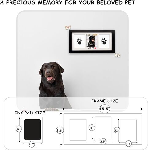 MyPawlets Paw Print Frame & Ink Pads Kit ، Kit Dog أو Cat Paw Print ، 2 لا فوضى منصات حبر للحيوانات الأليفة ، وسادة طوابع طباعة PAW للكلاب ، إطار حديدي خشبي ، إطار مخصص للحيوانات الأليفة PET PAW in Kuwait