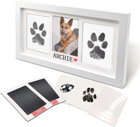 MyPawlets Paw Print Frame & Ink Pads Kit ، Kit Dog أو Cat Paw Print ، 2 لا فوضى منصات حبر للحيوانات الأليفة ، وسادة طوابع طباعة PAW للكلاب ، إطار حديدي خشبي ، إطار مخصص للحيوانات الأليفة PET PAW in Kuwait