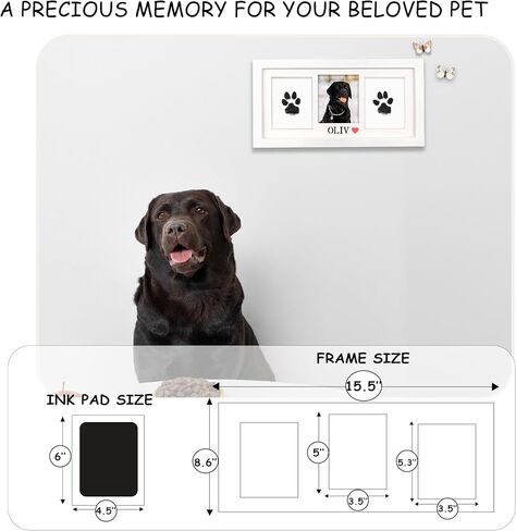MyPawlets Paw Print Frame & Ink Pads Kit ، Kit Dog أو Cat Paw Print ، 2 لا فوضى منصات حبر للحيوانات الأليفة ، وسادة طوابع طباعة PAW للكلاب ، إطار حديدي خشبي ، إطار مخصص للحيوانات الأليفة PET PAW in Kuwait