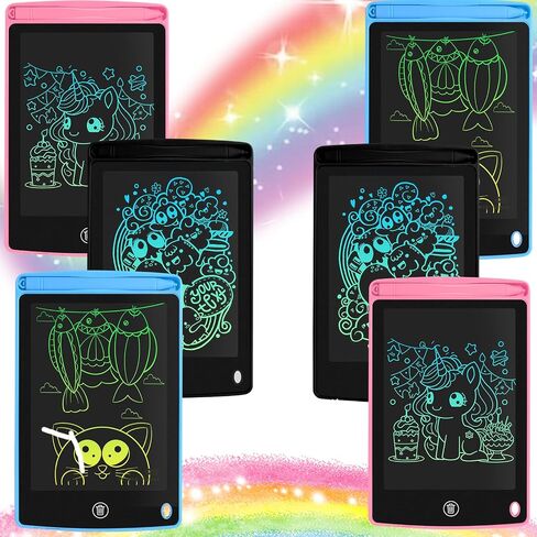 12 حزمة LCD كتابة الكمبيوتر اللوحي للأطفال 6.5 بوصة ، لوحة الرسم الملونة مع محو بنقرة واحدة ، قفل ، وقلم ، لا شاشة صفيحة زرقاء ، لعبة الرسم لأعمار 3-12 الأولاد والبنات هدايا (الوردي ، الأزرق ، الأسود) in Kuwait