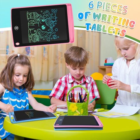 12 حزمة LCD كتابة الكمبيوتر اللوحي للأطفال 6.5 بوصة ، لوحة الرسم الملونة مع محو بنقرة واحدة ، قفل ، وقلم ، لا شاشة صفيحة زرقاء ، لعبة الرسم لأعمار 3-12 الأولاد والبنات هدايا (الوردي ، الأزرق ، الأسود) in Kuwait
