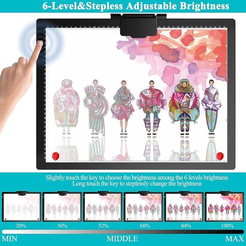 comzler A4 LED Light Board, 3 Level Dimmable Brightness USB Power Artcraft Light Table for Tracing, Light Drawing Sketch Pad for Animation, Sketching, Drawing, Stenciling, Artists - Black in Kuwait