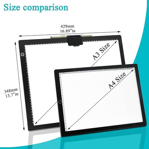 comzler A4 LED Light Board, 3 Level Dimmable Brightness USB Power Artcraft Light Table for Tracing, Light Drawing Sketch Pad for Animation, Sketching, Drawing, Stenciling, Artists - Black in Kuwait