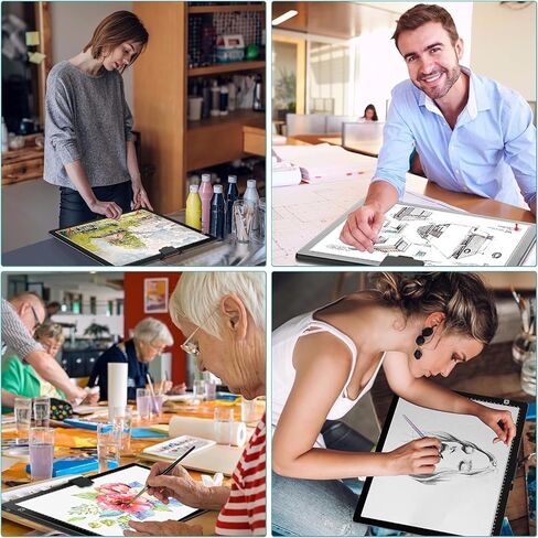 comzler A4 LED Light Board, 3 Level Dimmable Brightness USB Power Artcraft Light Table for Tracing, Light Drawing Sketch Pad for Animation, Sketching, Drawing, Stenciling, Artists - Black in Kuwait