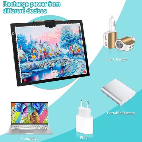comzler A4 LED Light Board, 3 Level Dimmable Brightness USB Power Artcraft Light Table for Tracing, Light Drawing Sketch Pad for Animation, Sketching, Drawing, Stenciling, Artists - Black in Kuwait