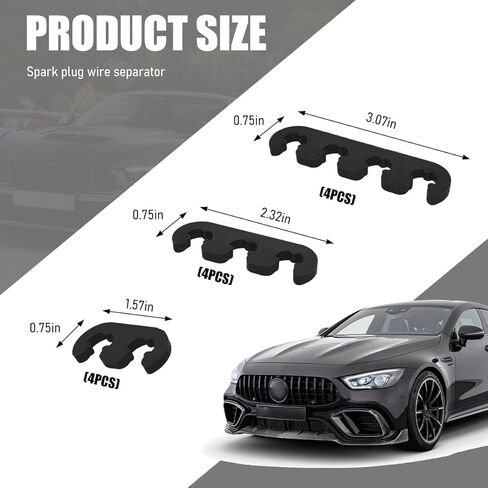 12PCS Spark Plug Wire Separator, 7mm 8mm 8.5mm 8.8mm Ignition Wire Separators Holder, Car Engine Spark Plug Wire Loom Divider Kit for Truck SUV RV, Car Accessories (Black) in Kuwait