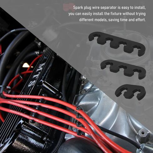 12PCS Spark Plug Wire Separator, 7mm 8mm 8.5mm 8.8mm Ignition Wire Separators Holder, Car Engine Spark Plug Wire Loom Divider Kit for Truck SUV RV, Car Accessories (Black) in Kuwait