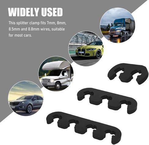 12PCS Spark Plug Wire Separator, 7mm 8mm 8.5mm 8.8mm Ignition Wire Separators Holder, Car Engine Spark Plug Wire Loom Divider Kit for Truck SUV RV, Car Accessories (Black) in Kuwait