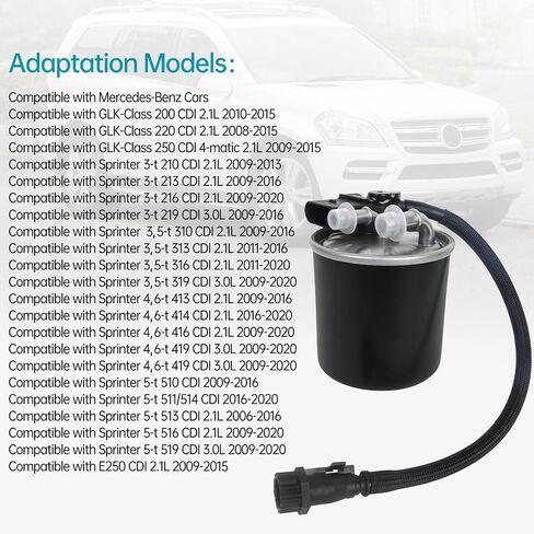 WK 820/18 Fuel Filter Compatible with Mercedes Benz GLK200 2.1L 2010-2015, Sprinter 519 CDI 3.0L 2009-2020, E250 2009-2015, Replaces 6510902952 6510901552 6510903052 in Saudi Arabia