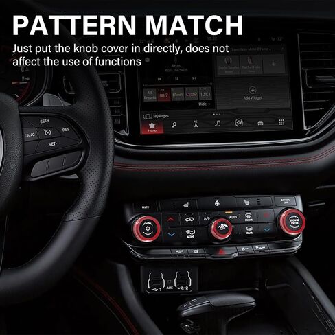 for Dodge Durango Knob Cover 2021 2022 2023 2024 2025 Air Condition Decorated Button Knob Covers AC Switch Volume Tune Controller Aluminum Alloy Trim (Red) in Kuwait