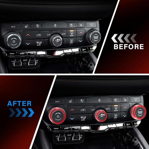for Dodge Durango Knob Cover 2021 2022 2023 2024 2025 Air Condition Decorated Button Knob Covers AC Switch Volume Tune Controller Aluminum Alloy Trim (Red) in Kuwait
