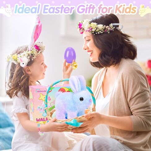 ألعاب عيد الفصح للأرنب الفخمة للأطفال ، أرنب تفاعلي مع الأصوات ، يمكن المشي ، وذيل wag والأنف مع مقود التحكم عن بعد ، وبيض عيد الفصح مع سيارات السحب ، وهدية عيد ميلاد عيد الفصح للأطفال الصغار in Kuwait