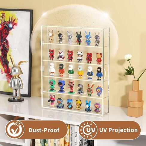 علبة عرض Niubee Acrylic ، علبة عرض واضحة لأرقام Pof Funko ، مربع خزانة عرض مقاوم للغبار على سطح المكتب للمقتنيات ، الصخور ، البلورات ، ألعاب صغيرة ، Amiibo (2 مستويات in Kuwait