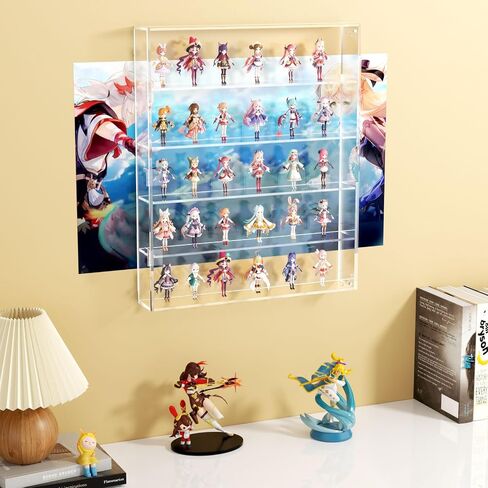 علبة عرض Niubee Acrylic ، علبة عرض واضحة لأرقام Pof Funko ، مربع خزانة عرض مقاوم للغبار على سطح المكتب للمقتنيات ، الصخور ، البلورات ، ألعاب صغيرة ، Amiibo (2 مستويات in Kuwait
