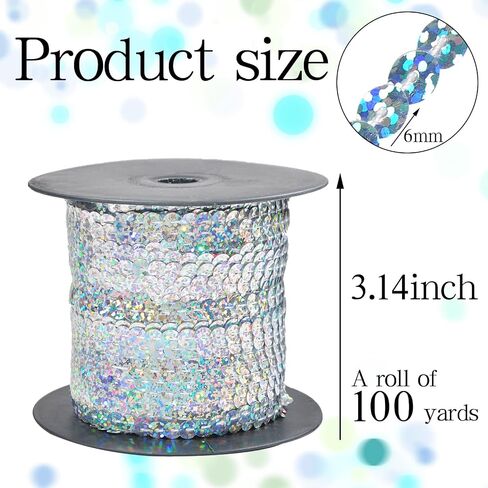 100 Yards Flat Round Sequin Trim String,6 mm Red Sequin Trim Glitter Sequin Ribbon Metallic Trim Strand for Crafts Sewing Wedding Dress Clothes Party Embellish in Saudi Arabia