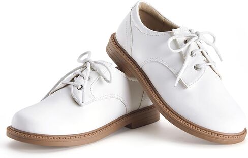 Boys Girls Dress Shoes Toddler Little Big Kid Oxford Shoes PU Leather School Uniform Wedding Loafer Flats White Baby Black Brown Lace-Up Casual Comfort Classic Formal Slip-On Walking Outdoor Party in Kuwait