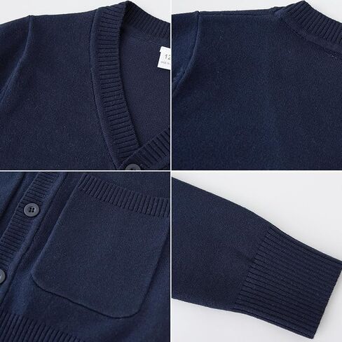 Boys V-Neck Cardigan Sweater with Pockets Classic Uniform Clothes for Kids in Kuwait