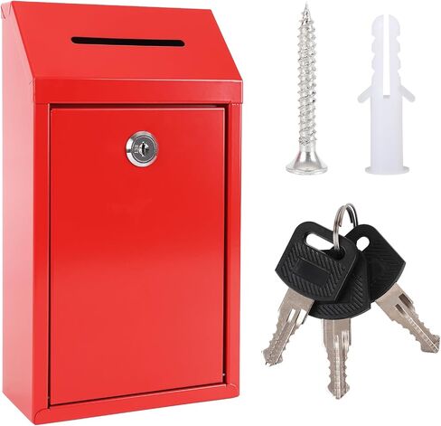 Metal Donation Box with Lock Ballot Box Drop Box with Lock Suggestion Box with Slot and Lock Metal Lock Box Comment Box Voting Box Key Drop Box for Home Office(Black,10.24 x 5.71 x 2.95 Inch) in Kuwait