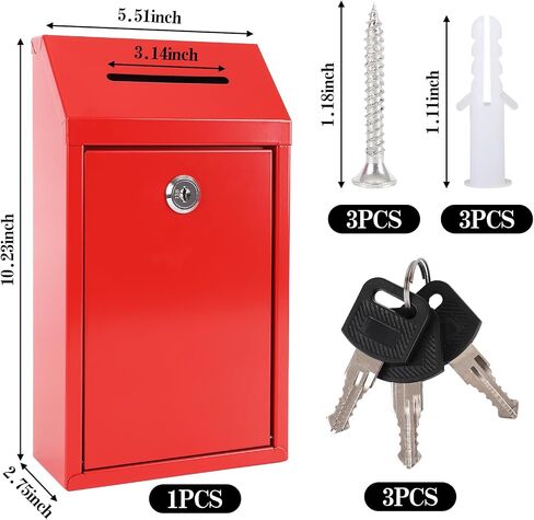 Metal Donation Box with Lock Ballot Box Drop Box with Lock Suggestion Box with Slot and Lock Metal Lock Box Comment Box Voting Box Key Drop Box for Home Office(Black,10.24 x 5.71 x 2.95 Inch) in Kuwait