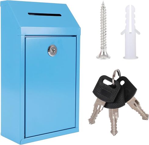 Metal Donation Box with Lock Ballot Box Drop Box with Lock Suggestion Box with Slot and Lock Metal Lock Box Comment Box Voting Box Key Drop Box for Home Office(Black,10.24 x 5.71 x 2.95 Inch) in Kuwait