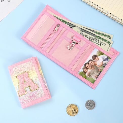 Leyeve Kids Wallets for Girls Teen,Cheap RFID Trifold wallet for 4-6-8-10-12-14-16Ages, Play Toddler Wallet for kids with Initials Zipper Coin Pocket,TriFold Childrens Wallet Novelty Birthday Gift-A in Kuwait