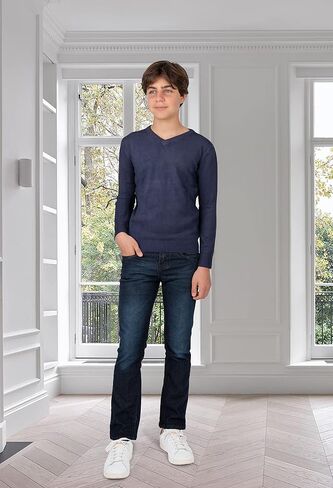 X Ray Boys School Uniform Uniform Sweater V -Neck (XS - XXL) ، Big Boys '& Little Kids Youth Long Long in Kuwait