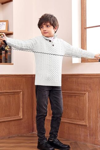 Makkrom Kids and Boys Mock Dock Pullover Sweater Long Sleeve Cable Cable Jumper Jumper in Kuwait