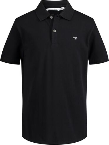 Calvin Klein Boys' Short Sleeve Micro Pique Solid Polo, Button Closure, Soft & Comfortable in Saudi Arabia
