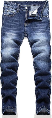 Boys' Skinny Fit Stretch Denim Jeans 5-Pocket Style Washed Fashion Basic Denim Jeans Pants in Saudi Arabia