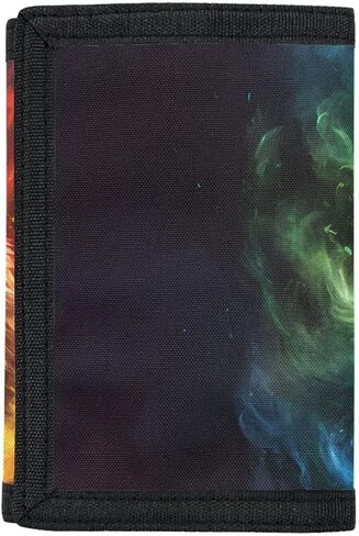 GLUDEAR Girl Boy Cool Wolf Wallet Trifold Kids Wallet Coin Pocket Card Holders Wallet Money Organizer,Rainbow Smoke Wolf Galaxy in Kuwait