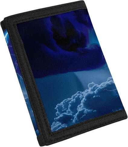 Gludear Kid Wolf Trifold Wallets في الهواء الطلق محفظة محفظة أموال منظم المراهقين فتاة عيد ميلاد ، البرق العاصفة الأزرق الغيتار in Saudi Arabia