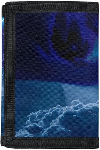 Gludear Kid Wolf Trifold Wallets في الهواء الطلق محفظة محفظة أموال منظم المراهقين فتاة عيد ميلاد ، البرق العاصفة الأزرق الغيتار in Saudi Arabia