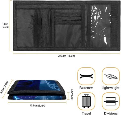 Gludear Kid Wolf Trifold Wallets في الهواء الطلق محفظة محفظة أموال منظم المراهقين فتاة عيد ميلاد ، البرق العاصفة الأزرق الغيتار in Saudi Arabia