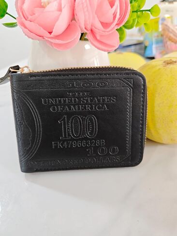 Cool Wallets for teen boys Ages 10-18, Cash with ID Window Cardholder,Faux Leather Wallet for Teen boys,Zippered Wallet for Teenagers,Teenage Teenager Youth Gift. (Brown dollar pattern) in Saudi Arabia